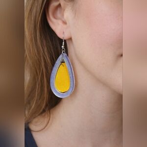 Vibrant Teardrop Earrings in Yellow and Purple